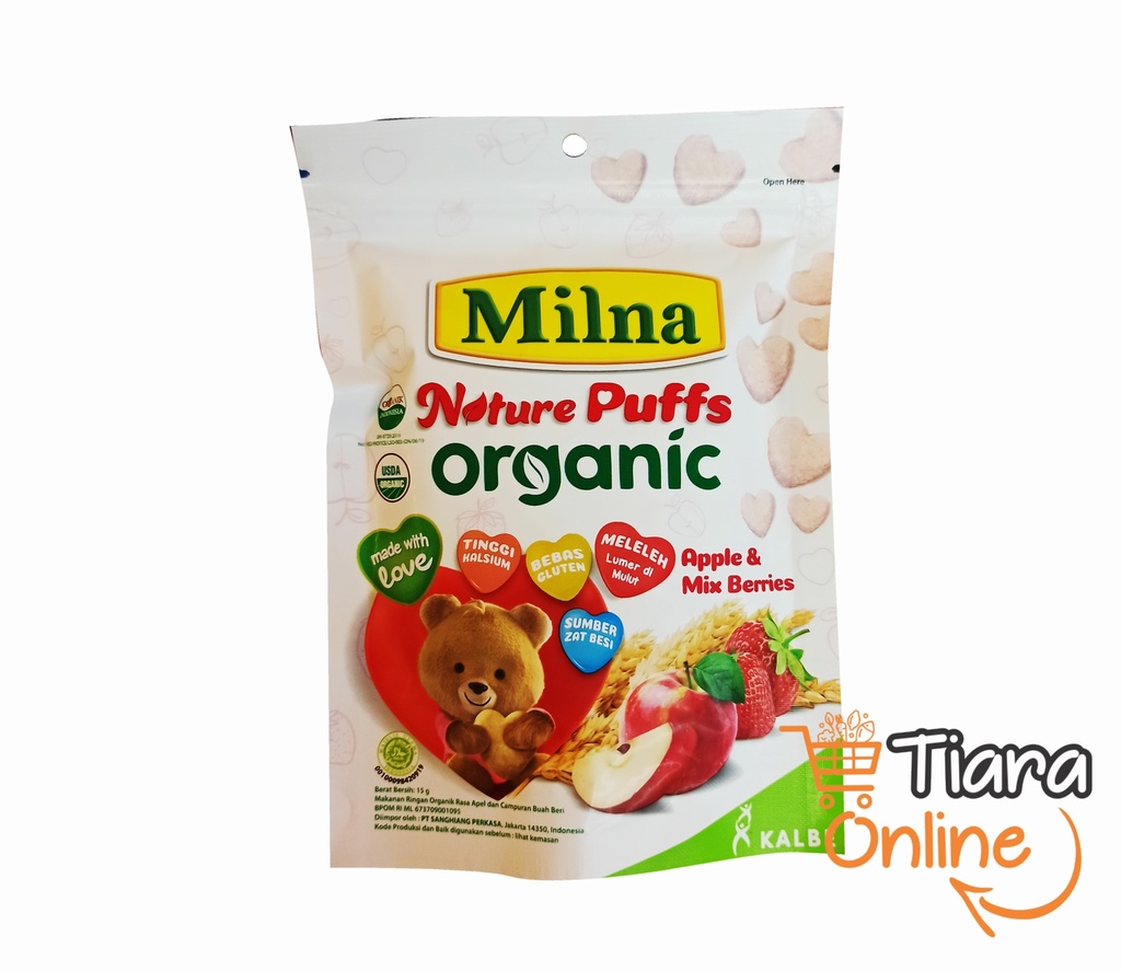 MILNA - PUFFS ORGANIC APPLE : 15 GR 