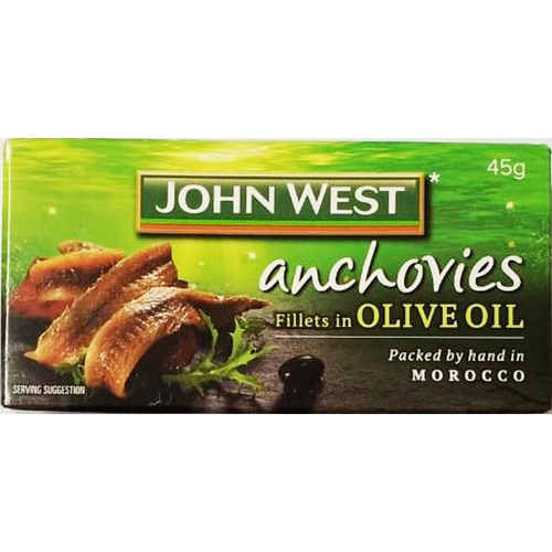 JOHN WEST - ANCHOVIES OLIVE OIL : 45 GR