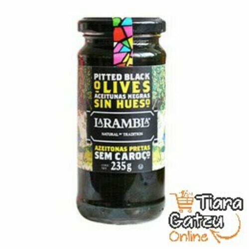 LA RAMBLA - PITTED BLACK OLIVES : 235 GR