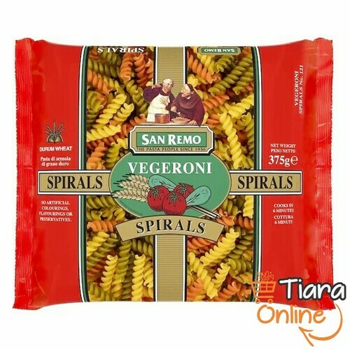 SAN REMO - VEGERONI SPIRALS : 375 GR