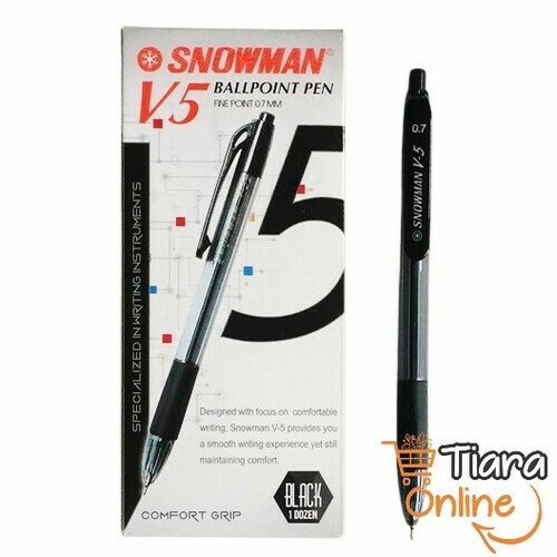 SNOWMAN - BALLPOINT V-5 : 0.7 HITAM