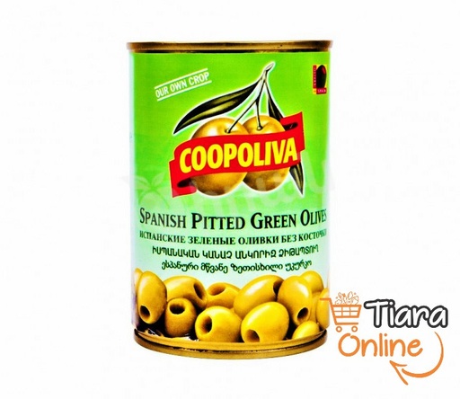 [1013913] COOPOLIVA - GREEN PITTED OLIVES : 385 GR